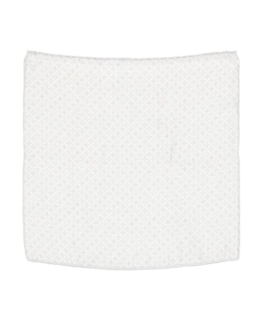 Brunello Cucinelli White Silk And Linen Pocket Handkerchief for men