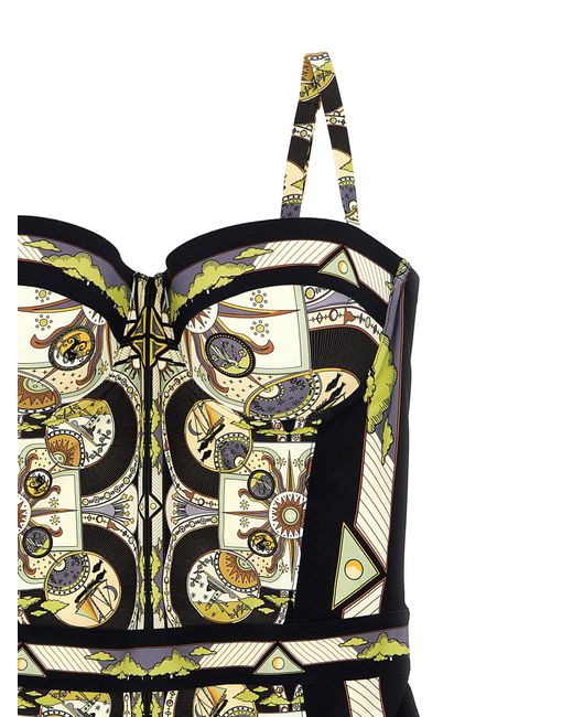 One-Piece Swimsuit With All-Over Print Beachwear Multicolor di Tory Burch