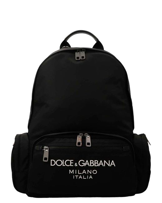 Dolce & Gabbana Black Logo Nylon Backpack Backpacks for men