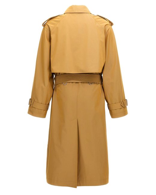 Double-Breasted Long Trench Coat Trench E Impermeabili Beige di Burberry in Yellow da Uomo
