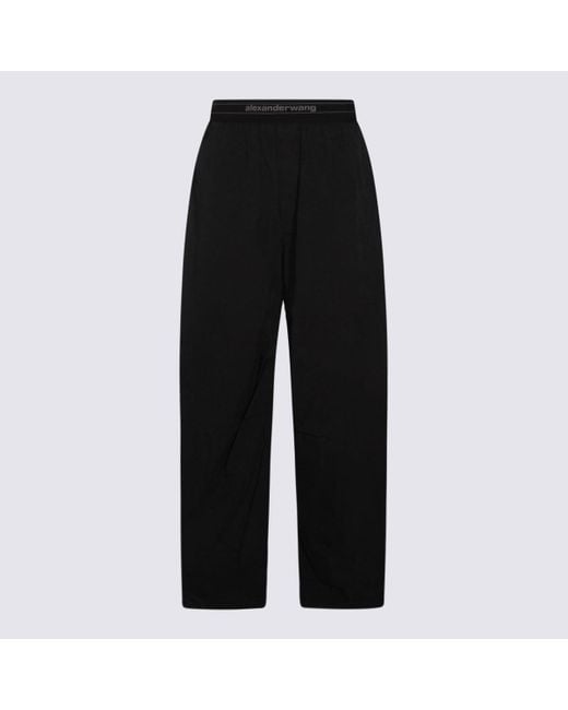 Alexander Wang Blue Wide-Leg Pants With Trompe L'Oeil Flap And Contrast Logo