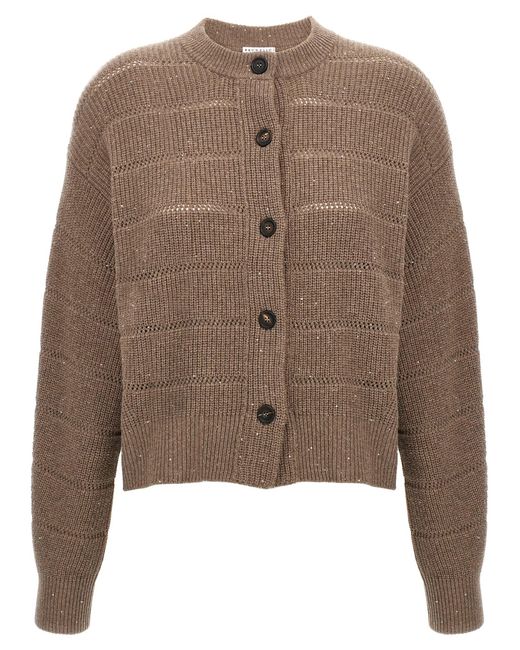 Rustic Dazzling Net Maglioni Marrone-Donna di Brunello Cucinelli in Brown
