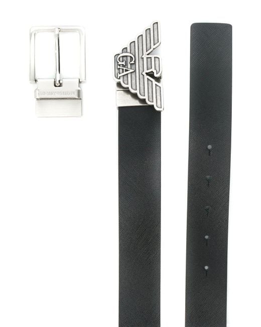 Emporio Armani Exclusive White Leather Belt Set for men