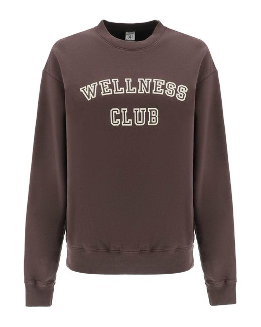 Sporty & Rich Brown Sporty Rich Crew-neck Sweatshirt With Lettering Print