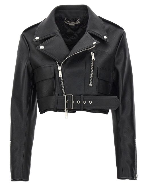 Cropped Biker Jacket Giacche Nero di Stella McCartney in Black