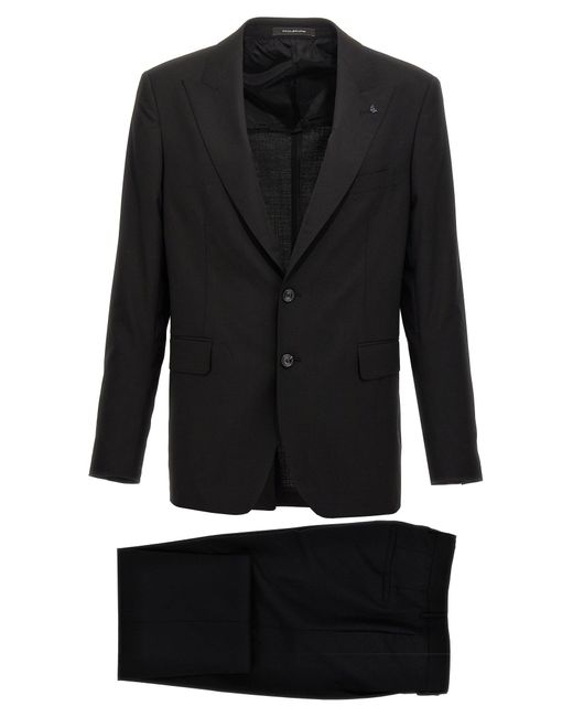 Tagliatore Black Stretch Wool Suit for men