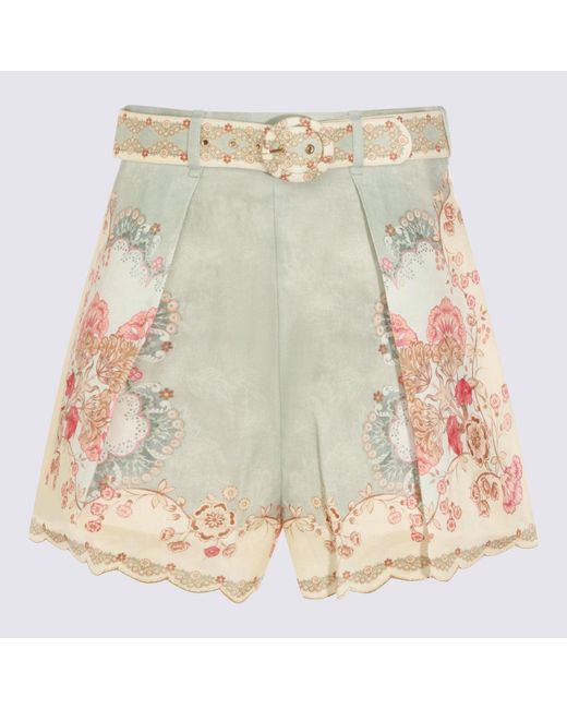 Zimmermann Multicolor Floral Linen Shorts