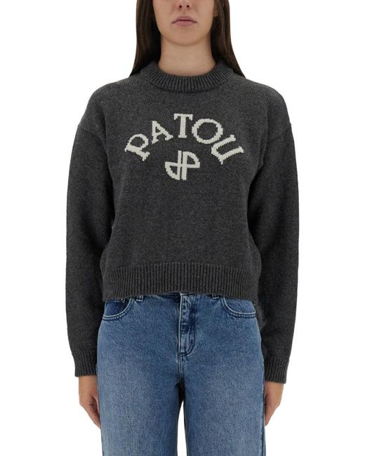 Patou Black Jersey With Logo And Monogram "Jp"
