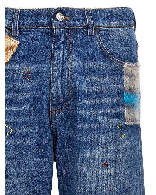 Embroidery And Patches Jeans Blu di Marni in Blue da Uomo