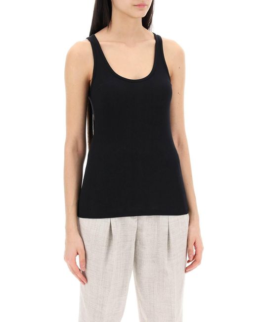 Totême  Black Toteme Ribbed Sleeveless Top With