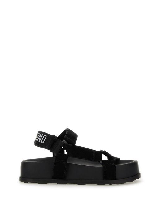 Moschino Black Leather Sandals