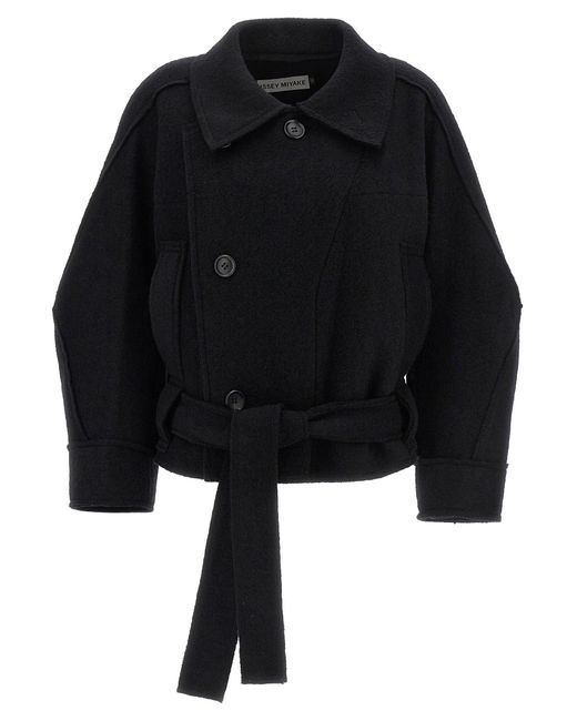ブルゾン Issey Miyake 'Out Of A Cube' Short Coat Issey Miyake Out Of A Cube Belted Short Coat | Black | FARFETCH