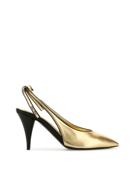 Miu Miu Metallic Mordoré Slingbacks Pumps