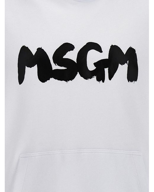 MSGM Gray Logo Print Hoodie Sweatshirt for men