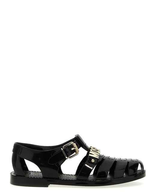 Moschino Black Teddy Bear-embellished Caged Sandals