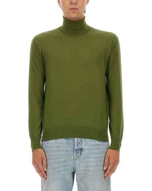 Cashmere, Wool And Silk Turtleneck-Uomo di Saint Laurent in Green da Uomo