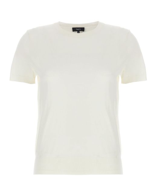 Theory White Short-Sleeved Sweater