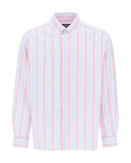 A.P.C. White Mathias Striped Oxford Shirt for men
