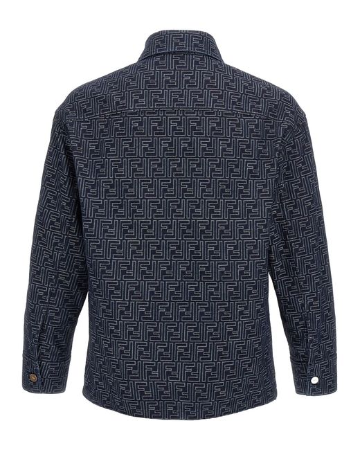 Overshirt Denim Ff Giacche Blu-Uomo di Fendi in Blue da Uomo