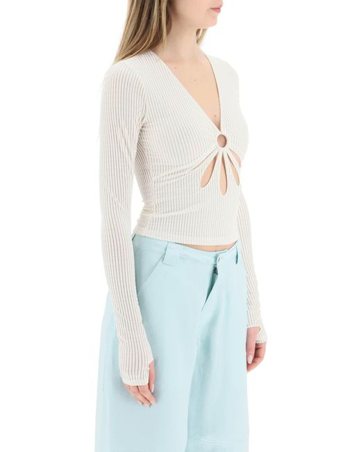 Collina Strada White 'flower' Top With Cut Outs