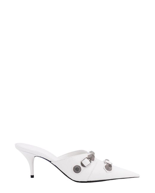 Balenciaga White Cagole 80mm Pointed Mules