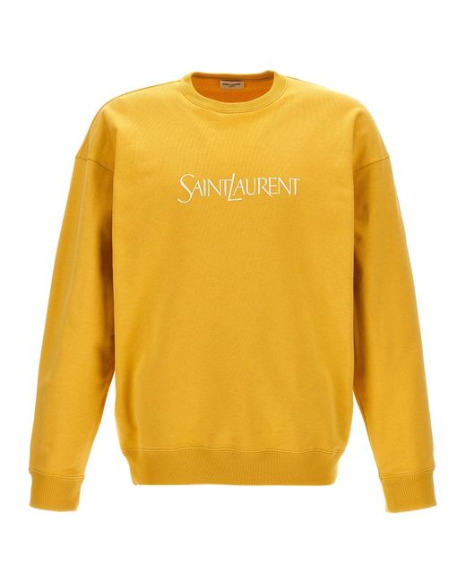 Saint Laurent Yellow Logo Embroidery Sweatshirt for men