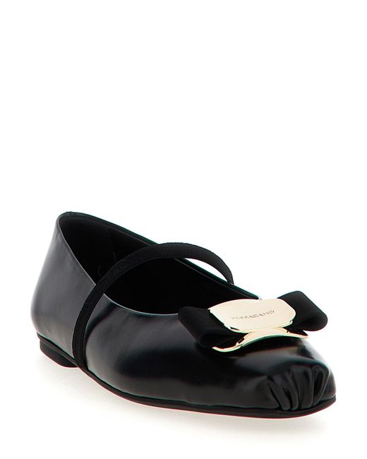 Ferragamo Black 'Zina' Ballet Flats