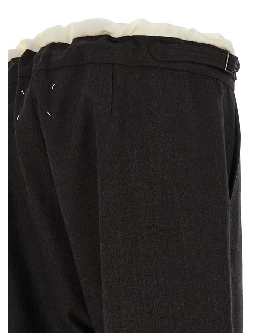 Maison Margiela Black Contrast Waist Detail Pants for men