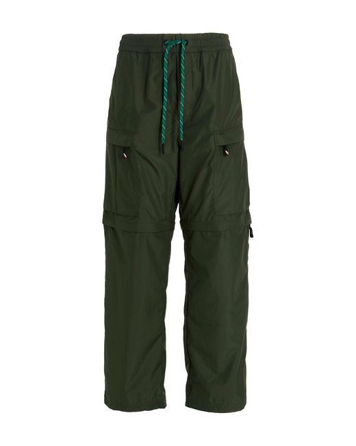 3 MONCLER GRENOBLE Green Nylon Cargo Pants for men
