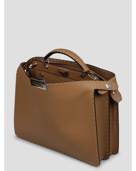 Fendi Brown Peekaboo Iseeu Medium Selleria Leather Bag for men