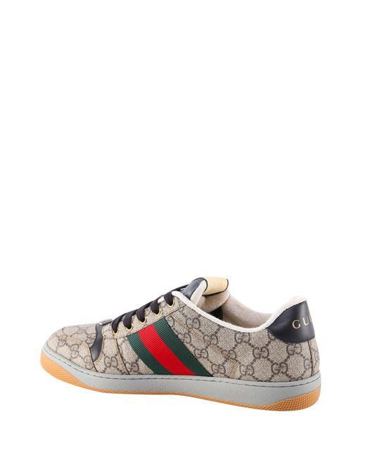 Gucci White Screener Gg Supreme Fabric And Leather Sneakers for men