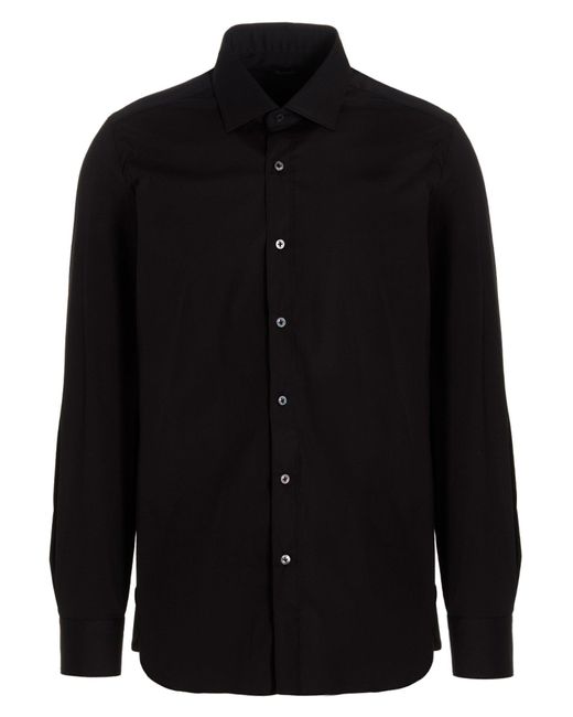 Barba Napoli Black Poplin Shirt Shirt, Blouse for men