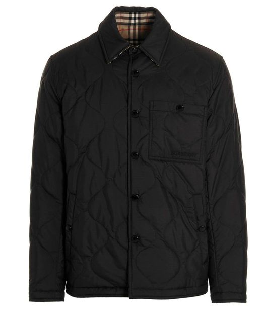 Reversible Quilted Overshirt Giacche Multicolor di Burberry in Black da Uomo