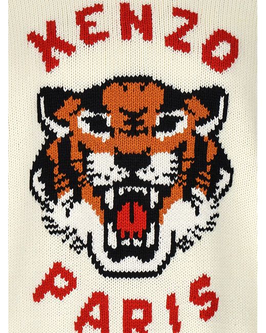 KENZO White 'Lucky Tiger' Sweater for men