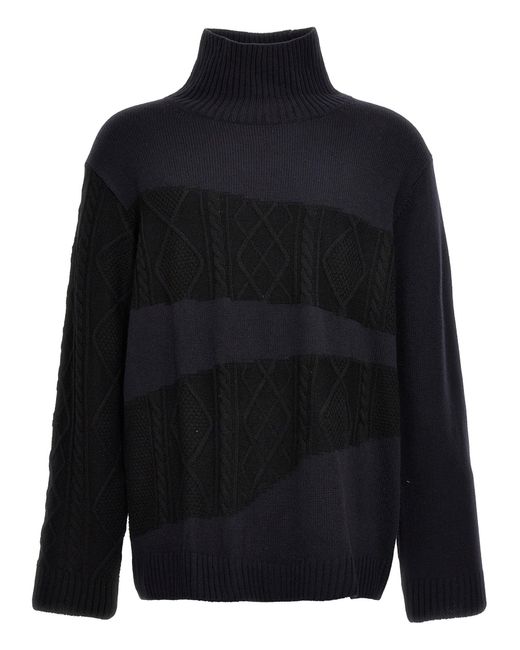 Yohji Yamamoto Blue Two-Tone Sweater for men