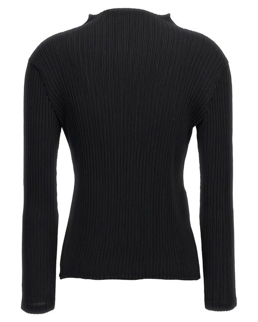 Issey Miyake Black Hatching Pleats' Top