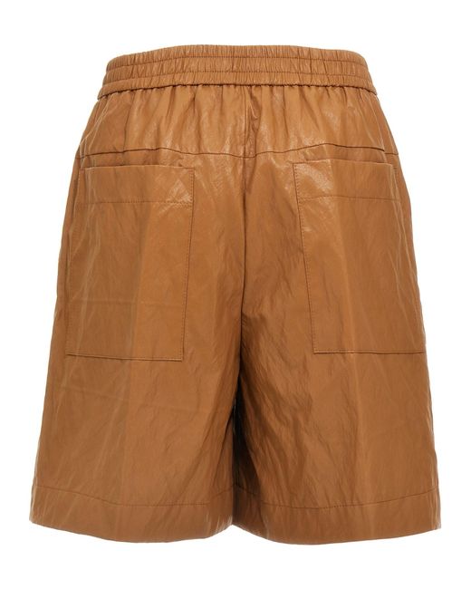 Nude Brown Leather-Effect Bermuda Shorts Bermuda And Short