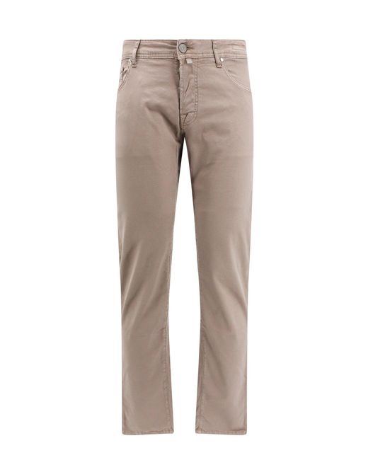 Pantalone slim in cotone con patch logo posteriore di Jacob Cohen in Gray da Uomo