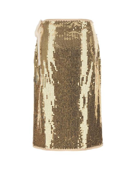 Prada Natural Embellished Mesh Skirt