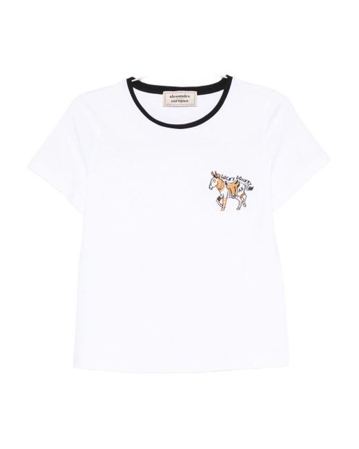 ALESSANDRO ENRIQUEZ White Embroidered Cotton T-Shirt
