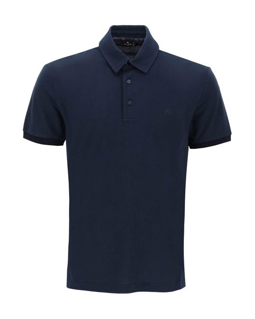 Etro Blue Regular Fit Polo Shirt for men