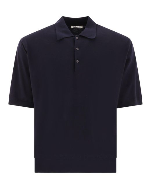 Auralee Blue "Super High Gauge" Polo Shirt for men