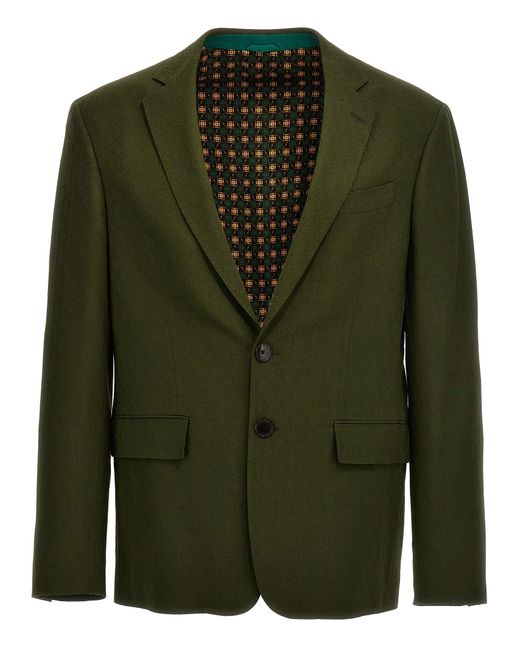 Etro Green Jacquard Wool Blazer Jacket Jackets for men