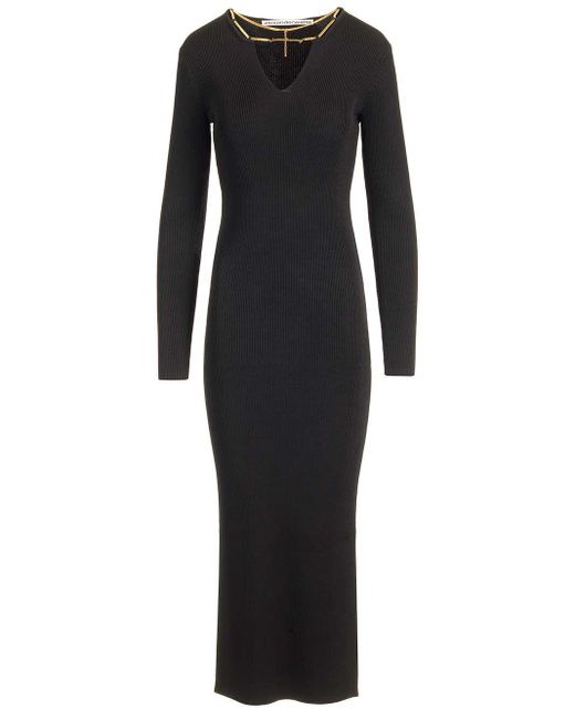 Alexander Wang Black Name Necklace Long Dress Dresses