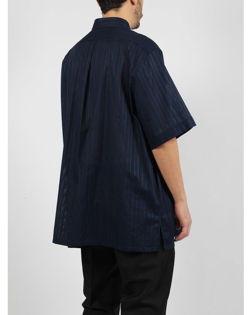 Givenchy Blue Striped Cotton Voile Shirt for men