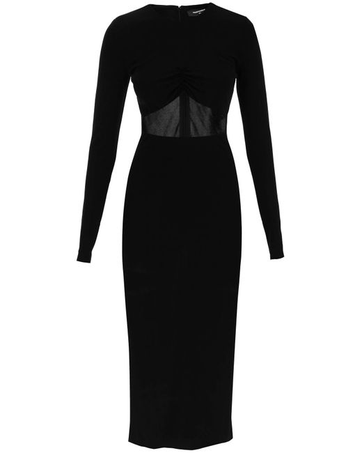 DSquared² Black 'peekaboo' Jersey Midi Dress