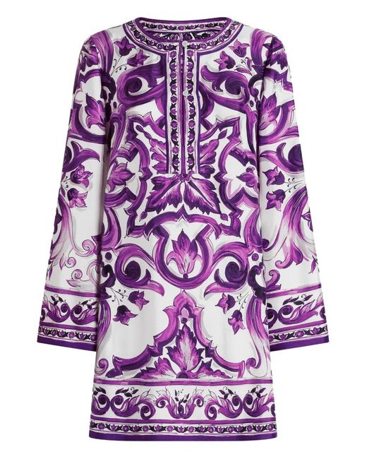 Dolce & Gabbana Purple Silk Dress
