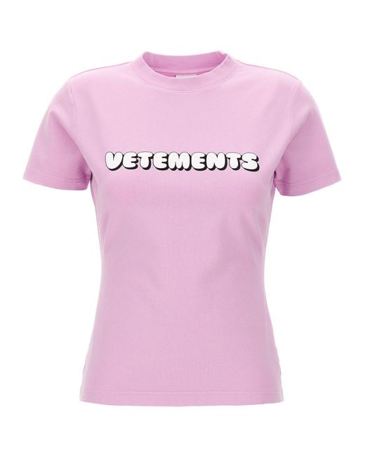 Logo T Shirt Rosa di Vetements in Pink