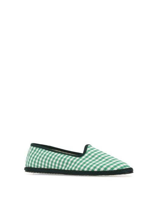 Vibi Venezia Green Printed Canvas Ballerinas