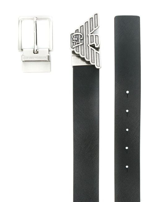 Emporio Armani Exclusive White Leather Belt Set for men
